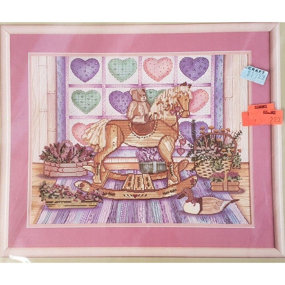 New Vtg 1987 Something Special Cross Stitch Kit  Quilt & Rocking Horse 50338